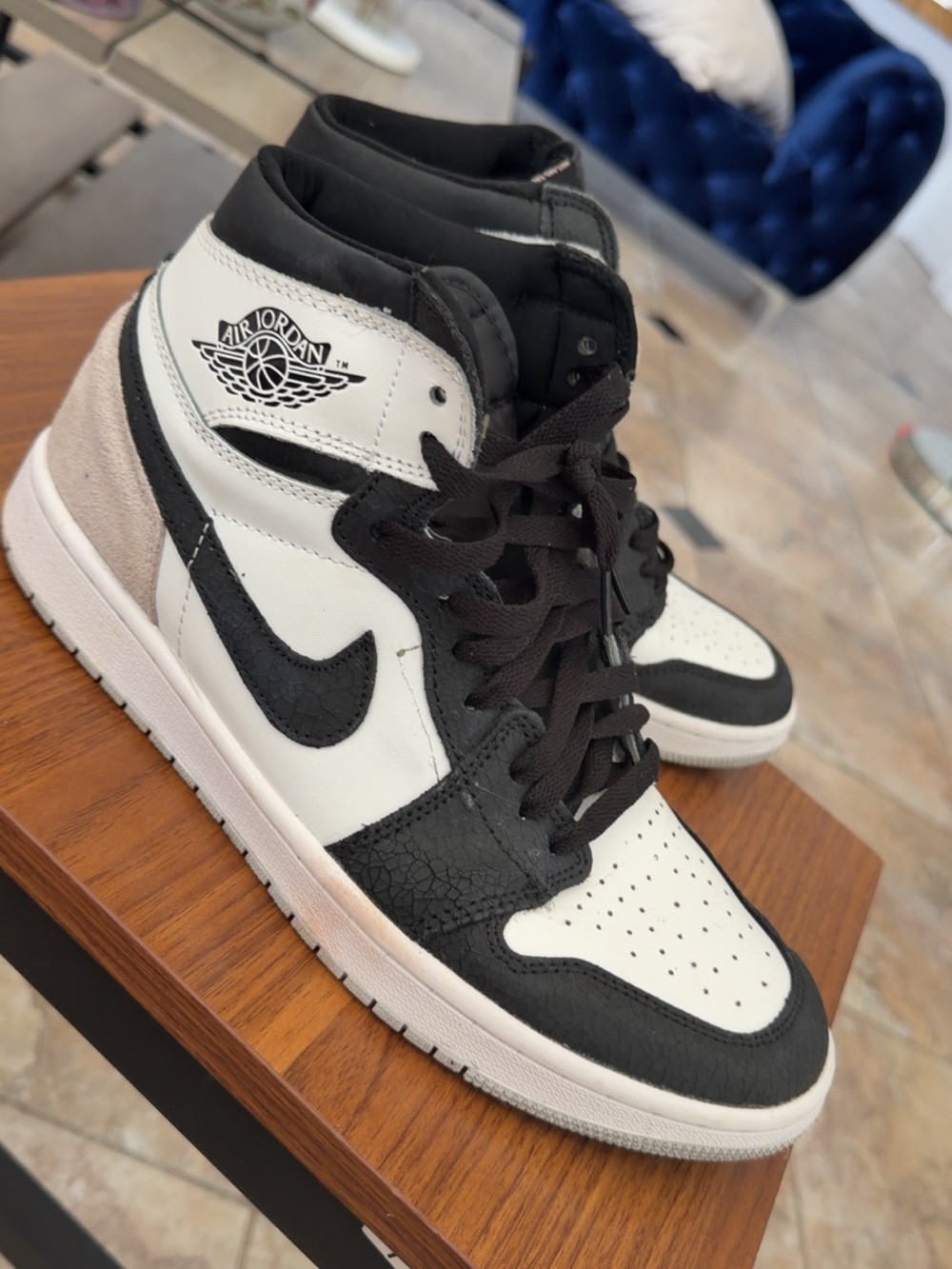 Jordan High Top Sneakers - Black, White, Tan